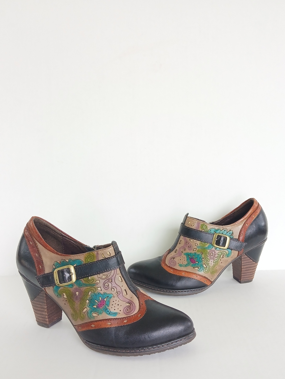 Spring Step L'Artiste Multicolor Leather Ankle Boots Size 40